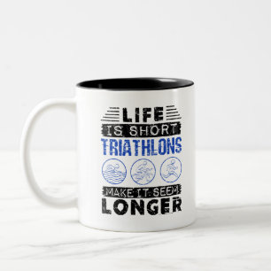 Funny Triathlon Joke Life ist Kurz Zweifarbige Tasse