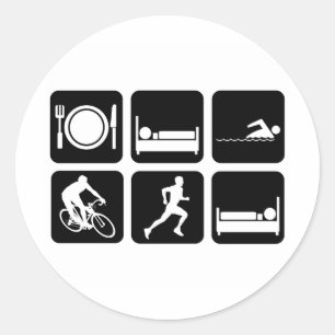 Funny Triathlon Runder Aufkleber