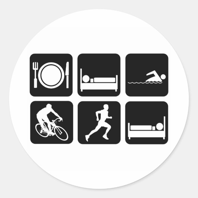Funny Triathlon Runder Aufkleber (Vorderseite)