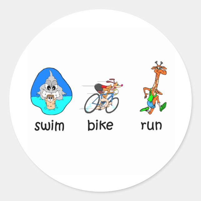 Funny Triathlon Runder Aufkleber (Vorderseite)