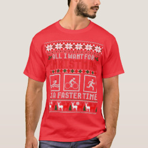 Funny Triathlon Ugly Christmas Sweater für Triathl T-Shirt