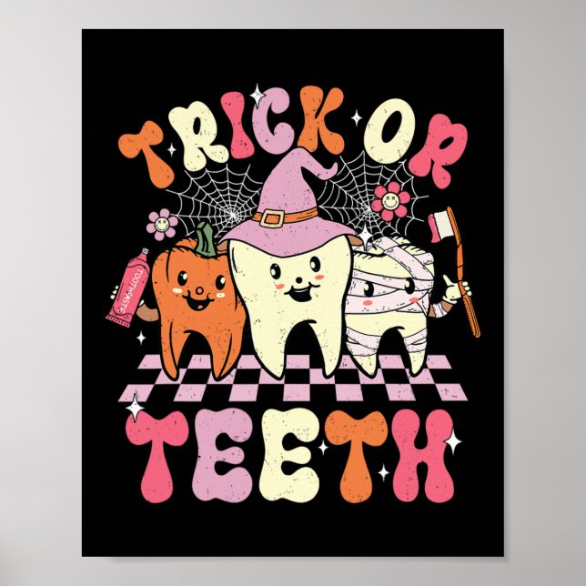 Funny Trick oder Zähne Halloween Zahnarzt oder Poster (Vorne)