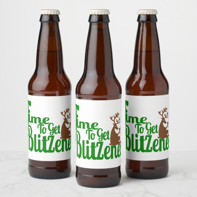 Funny trinken Rentier Feier Bierflaschenetikett (Flaschen)