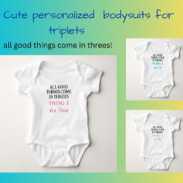 Funny Triplets Outfit mit Namen, Custom Boy Baby Strampler