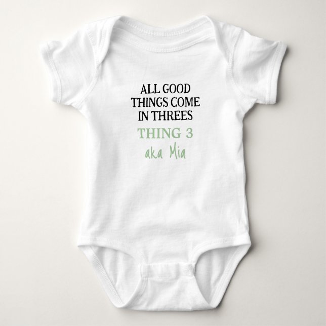 Funny Triplets Outfit mit Namen, Custom Unisex Baby Strampler (Vorderseite)