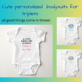 Funny Triplets Outfit mit Namen, Custom Unisex Baby Strampler