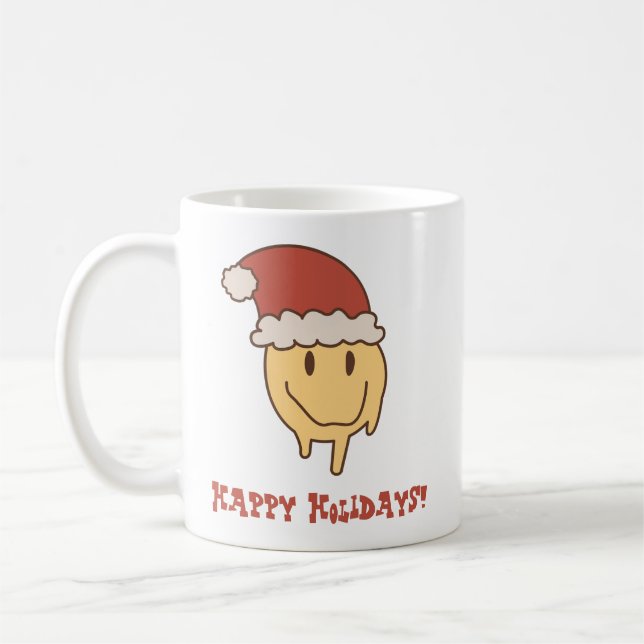 Funny Trippy Smile Santa Tasse (Links)