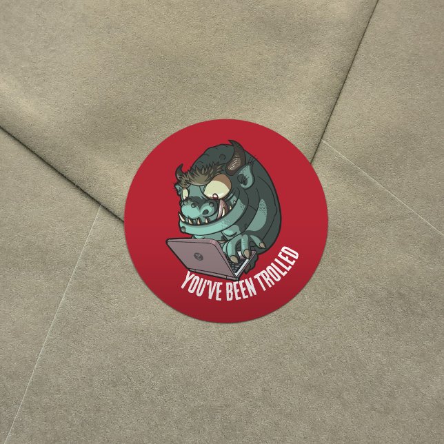 Funny Troll Sie wurden getupft Laptop-Cartoon Runder Aufkleber (Von Creator hochgeladen)