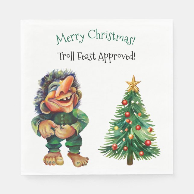 Funny Troll Weihnachts-Party Skandinavier Stil Serviette (Vorderseite)
