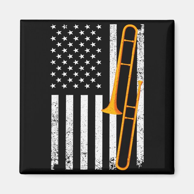 Funny Trombone Art For Men Women Jazz Music Trombo Magnet (Vorne)