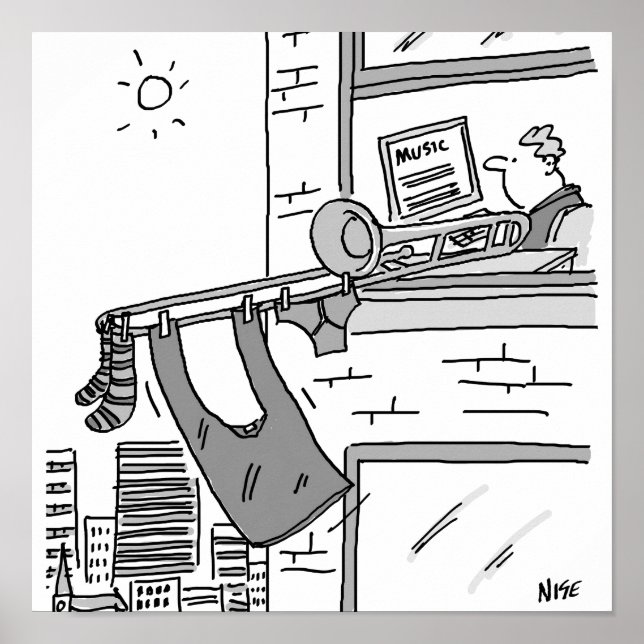 Funny Trombone Player Musiker Poster (Vorne)
