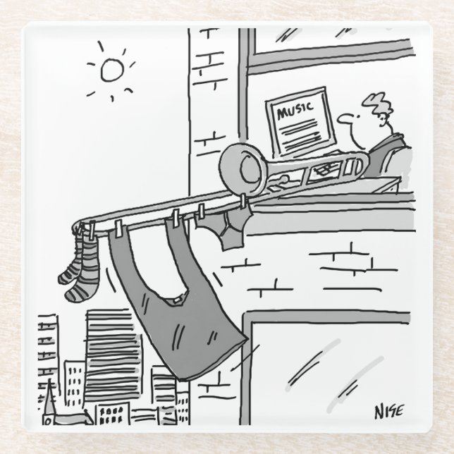 Funny Trombone Player. Trombonist Glasuntersetzer (Vorderseite)