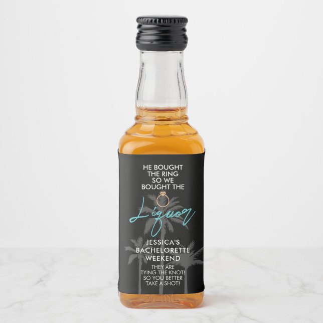 Funny Tropical Bachelorette Alkoholflaschenetikett (Vorderseite)