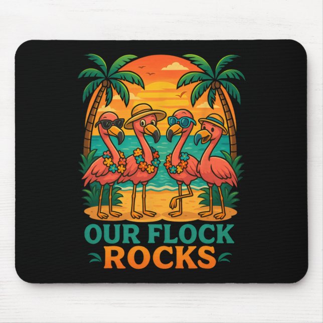 Funny Tropical Beach Vacation Pink Flamingo  Mousepad (Vorne)