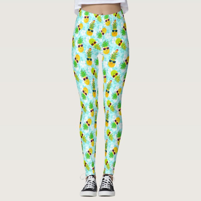Funny Tropical Christmas Pineapples Leggings (Vorderseite)