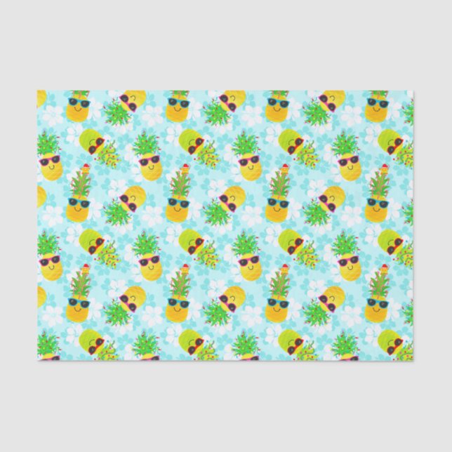 Funny Tropical Christmas Pineapples Seidenpapier (Vorderseite)