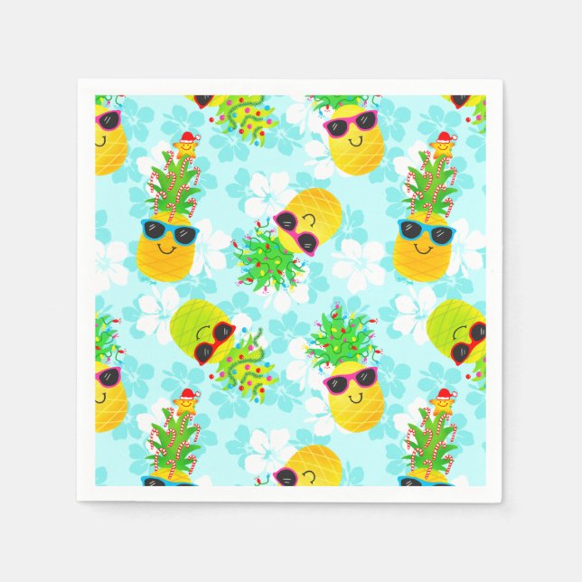 Funny Tropical Christmas Pineapples Serviette (Vorderseite)