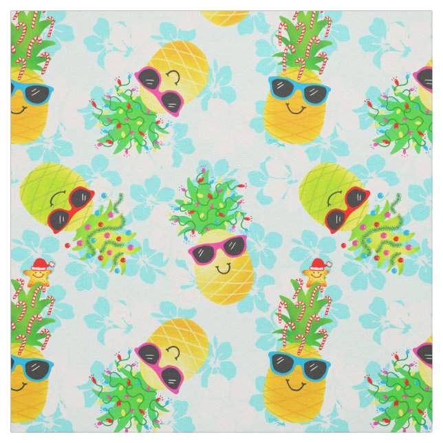 Funny Tropical Christmas Pineapples Stoff (Muster)
