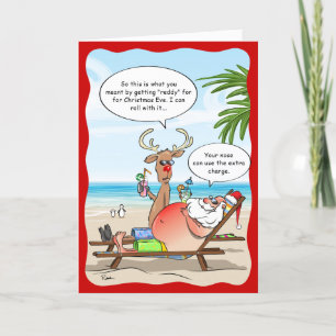 Funny Tropical Christmas Santa Rudolph Feiertagskarte
