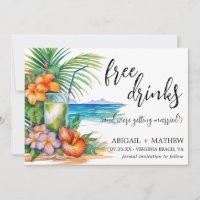 Funny Tropical Cocktail Beach Trendy Foto Wedding