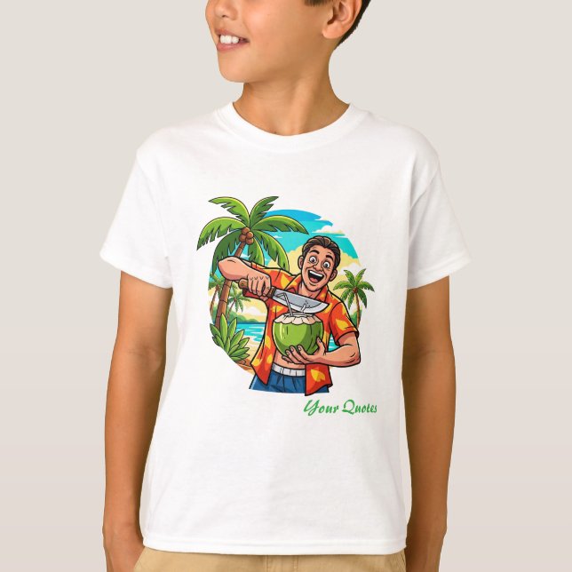 Funny Tropical Coconut Beach T-Shirt (Vorderseite)