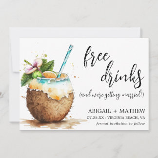 Funny Tropical Coconut Cocktail Foto Hochzeit Save The Date