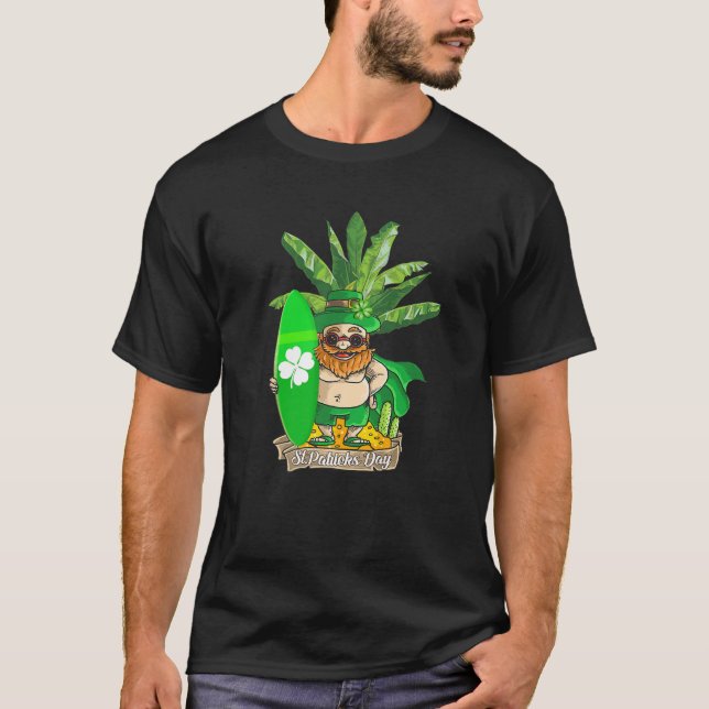 Funny Tropical Hawaii Leprechaun Surfers Saint Pat T-Shirt (Vorderseite)