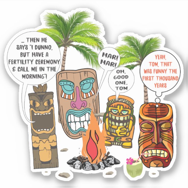 Funny Tropical Hawaiian tiki Kopf Lagerfeuerwitz Aufkleber (Vorderseite)