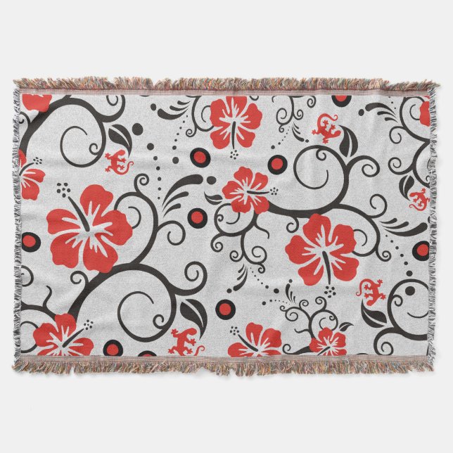 Funny Tropical Hibisken Decor Muster Decke (Vorderseite)