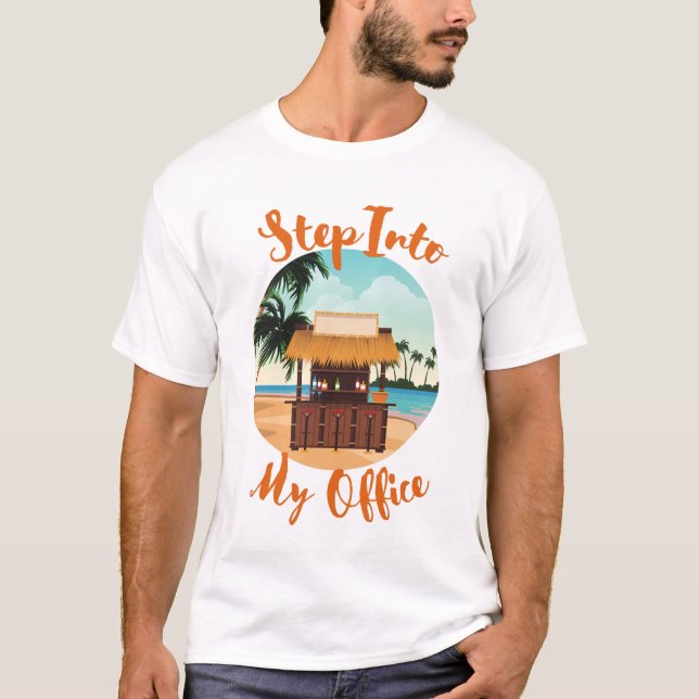 Funny Tropical Island Office T-Shirt (Vorderseite)