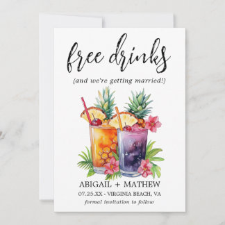 Funny Tropical Pineapa Cocktails Foto Hochzeit Save The Date