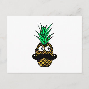 Funny Tropical Pineappel mit Googly Eyes Mustache Postkarte