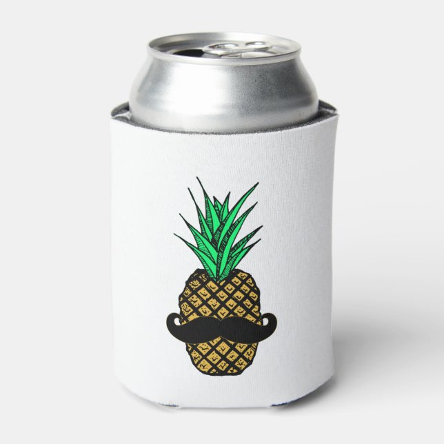 Funny Tropical Pineapse with Mustache Dosenkühler (Kanne Vorderseite)
