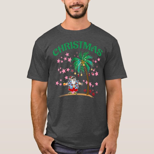 Funny Tropical Summer Santa Klausel T-Shirt (Vorderseite)