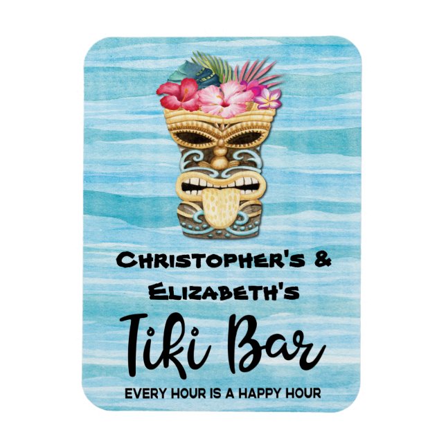 Funny Tropical Tiki Bar Monogrammed Cruise Ship Magnet (Vertikal)