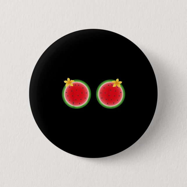Funny Tropical Watermelon Slice Sommerferien Button (Vorderseite)
