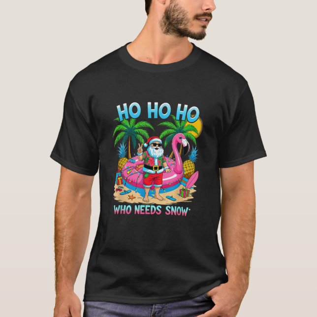 Funny Tropical Weihnachten Urlaub Strand Geschenk T-Shirt (Vorderseite)
