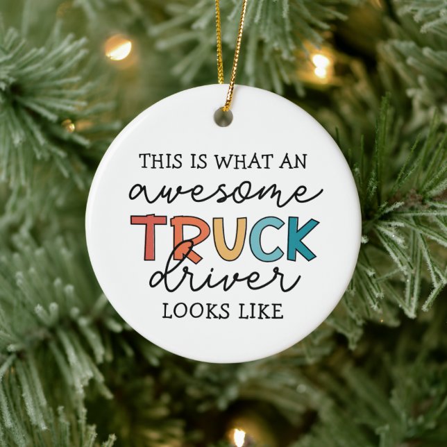 Funny Truck | Phantastischer Lastwagenfahrer Keramik Ornament (Baum)