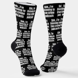 Funny True Crime Podcast Fan Black Socken
