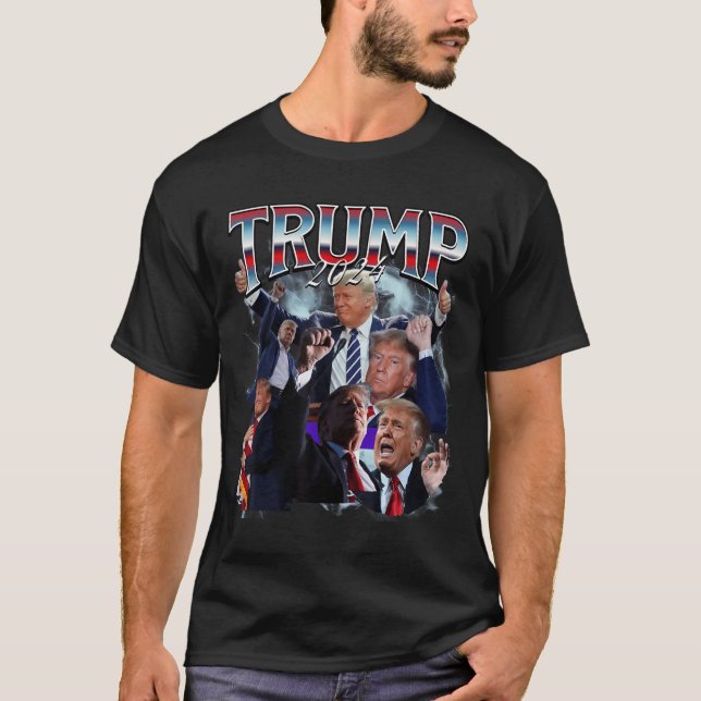 Funny Trump 2024 Kampagnen Rap Trendy Bootleg 90er T-Shirt (Vorderseite)