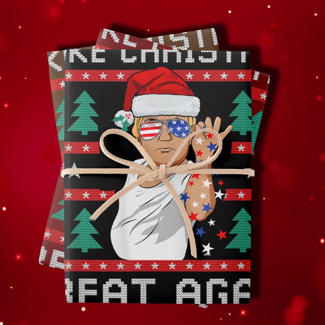 Funny Trump 2024 macht Weihnachten wieder großarti Geschenkpapier Set (Von Creator hochgeladen)