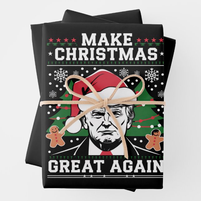 Funny Trump 2024 macht Weihnachten wieder großarti Geschenkpapier Set (Beispiel)