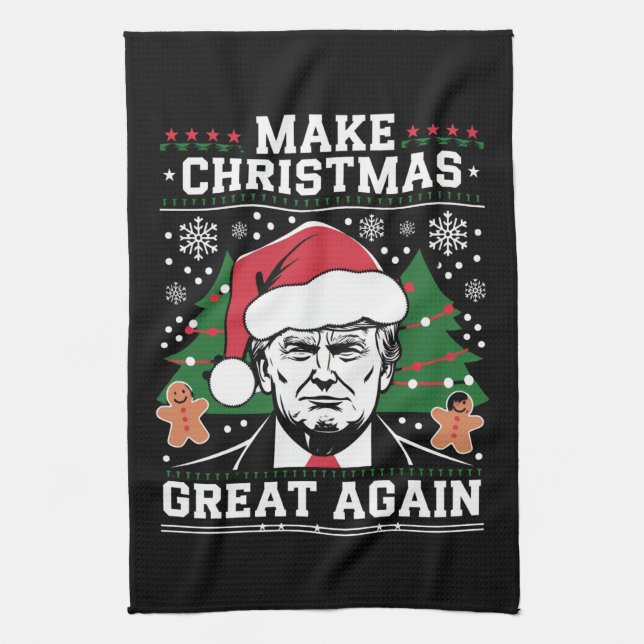 Funny Trump 2024 macht Weihnachten wieder großarti Geschirrtuch (Vertikal)