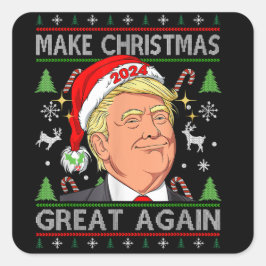 Funny Trump 2024 macht Weihnachten wieder großarti Quadratischer Aufkleber