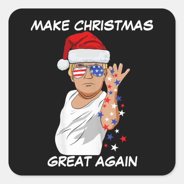 Funny Trump 2024 macht Weihnachten wieder großarti Quadratischer Aufkleber (Vorderseite)