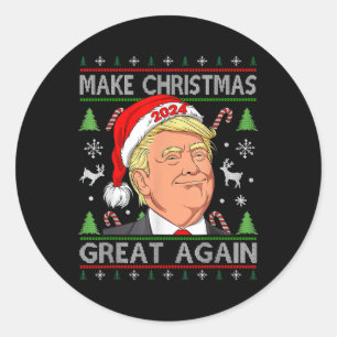Funny Trump 2024 macht Weihnachten wieder großarti Runder Aufkleber