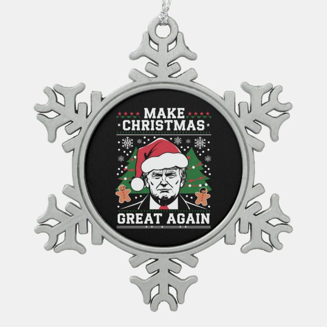 Funny Trump 2024 macht Weihnachten wieder großarti Schneeflocken Zinn-Ornament (Vorderseite)