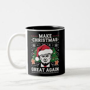Funny Trump 2024 macht Weihnachten wieder großarti Zweifarbige Tasse