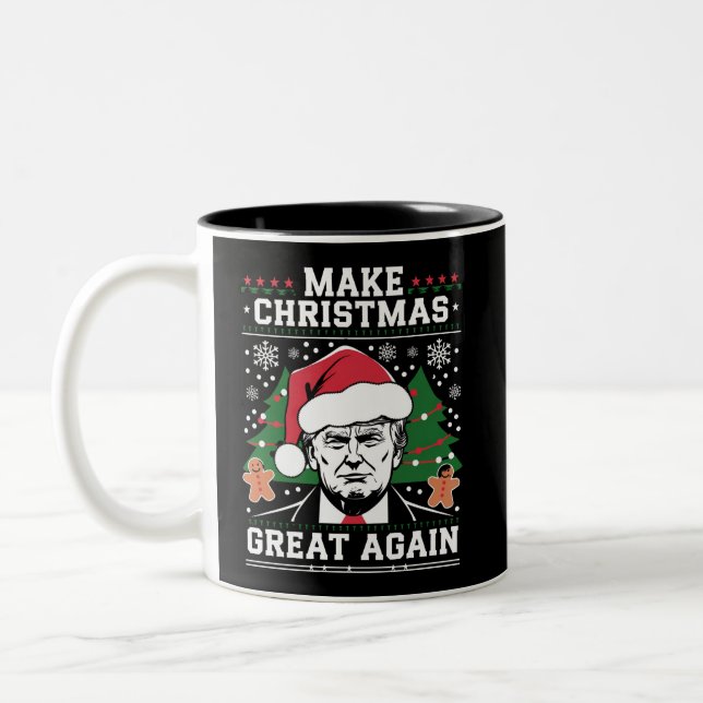 Funny Trump 2024 macht Weihnachten wieder großarti Zweifarbige Tasse (Links)