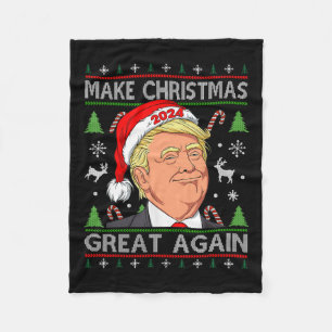 Funny Trump 2024 Weihnachten wieder großartig mach Fleecedecke
